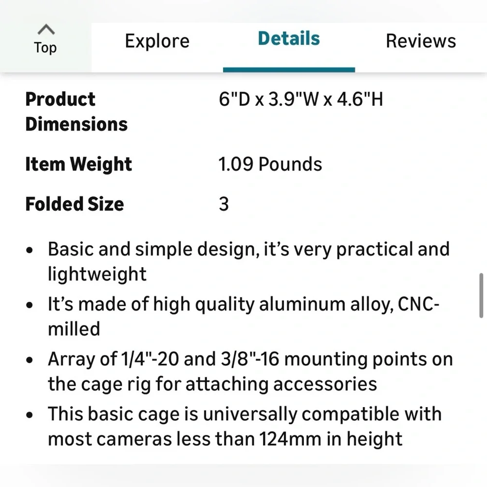 SmallRig Universal Camera Cage Rig Top Handle Lightweight Aluminum Alloy